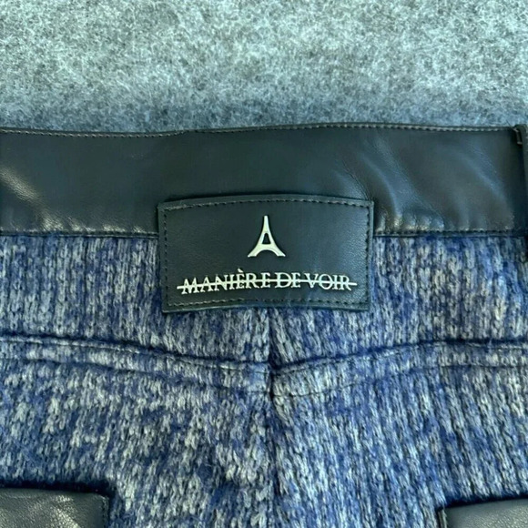 Manier De Voir Womens Knit Straight Leg Pants US 10 Blue Ribbed Tapered 760 - Picture 14 of 16